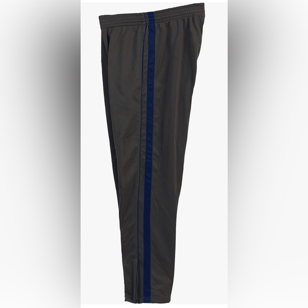 Boys Gray Track Pants with Blue Stripe Open Bottom